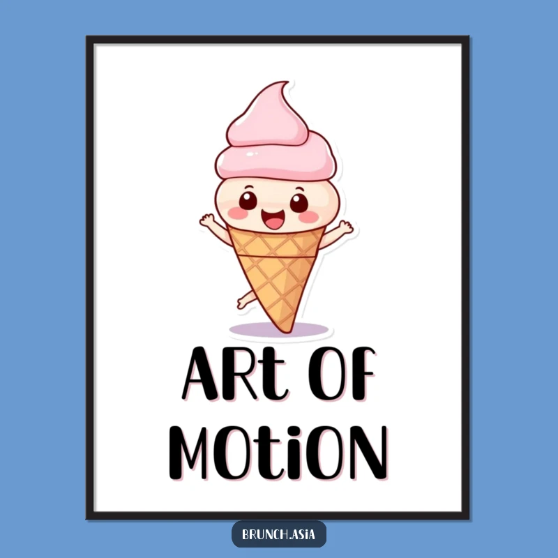 Funny Ice Cream Cone Spinning Digital Art - Instant Joyful Wall Decor!