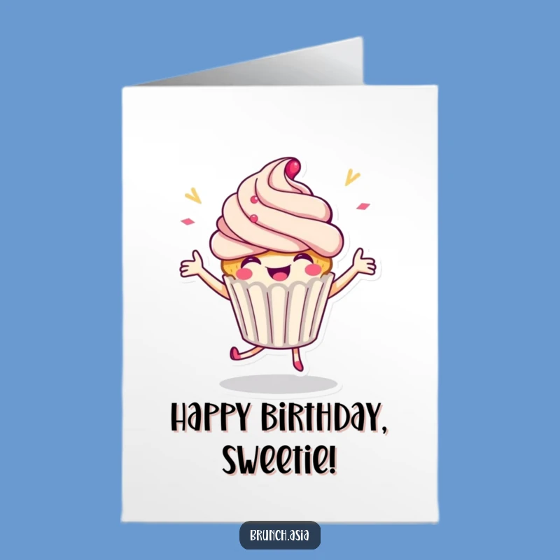 Free Printable Birthday Card: Cupcake Dance - Celebrate with Funny Joy