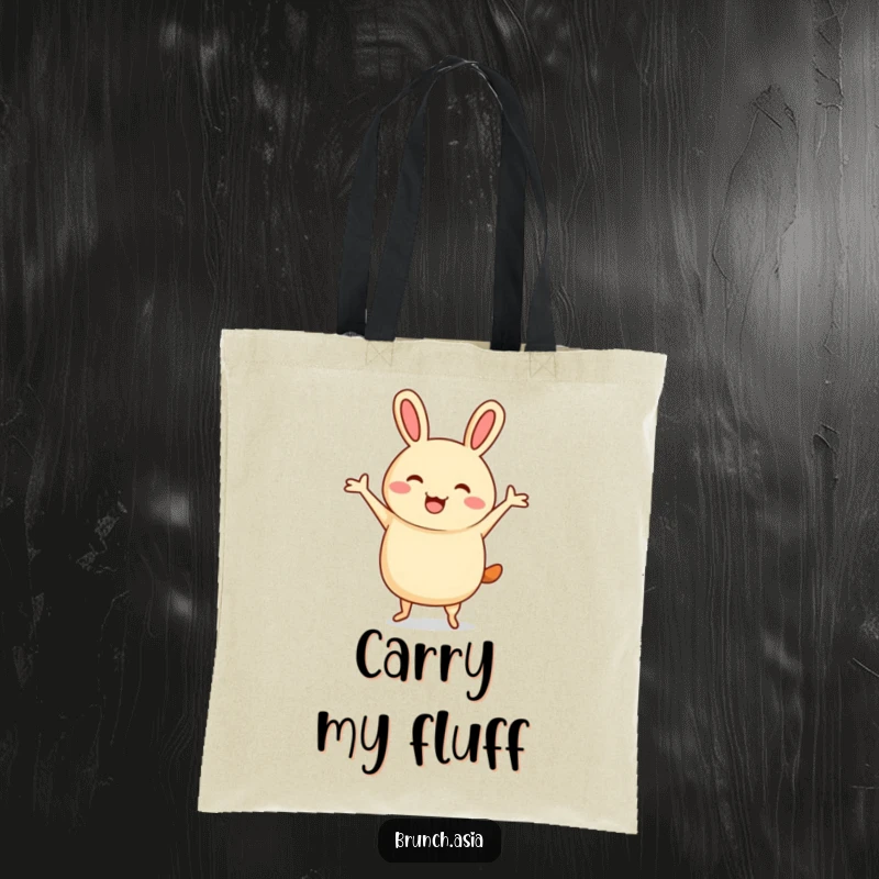Funny bao bun character jigging merrily on a tote bag, ideal for carrying everyday items with cheer.